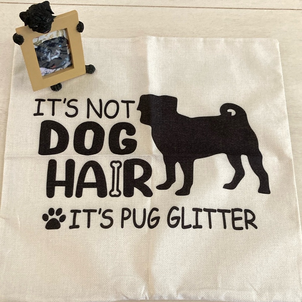 HOST PICK😀2 Pug Theme items: pillow cover & picture frame